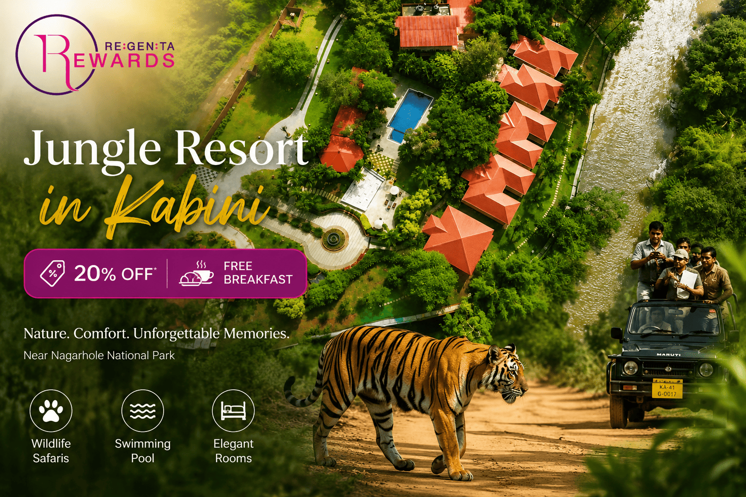 Jungle Resort in Kabini with Pool | 20% Off + Free Breakfast