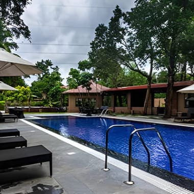 Kabini jungle resort with a pool